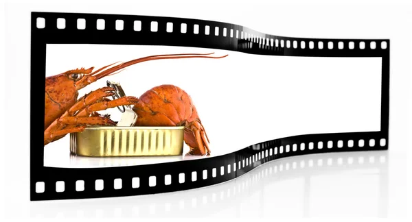 Taśmy filmowej puszce homara — Zdjęcie stockowe