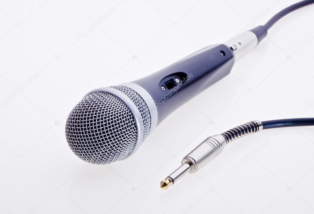 Black microphone with jack plug — Stock Photo © urbanbuzz 3073817