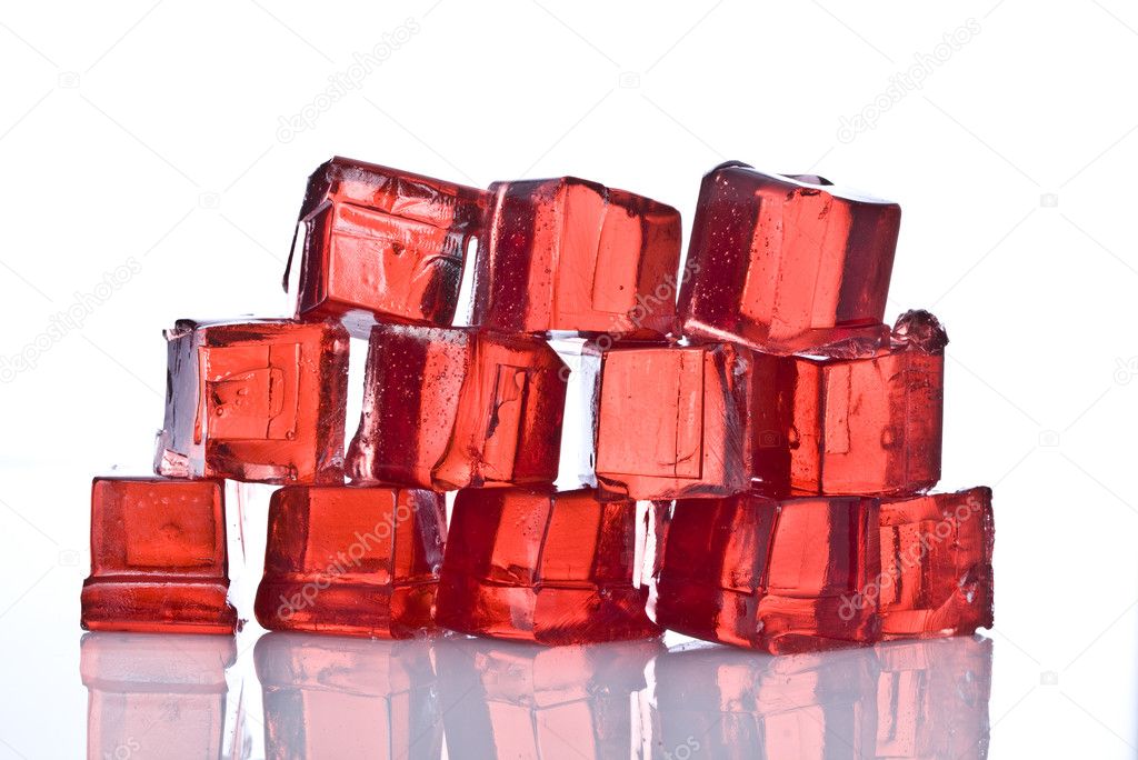 Cubes of red jelly