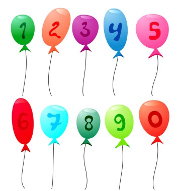 Balloons with numbers clipart