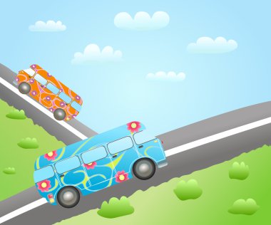 Cartoon bus routes clipart