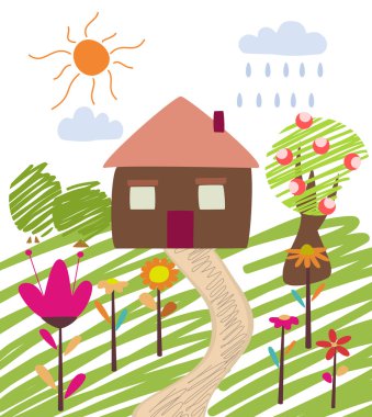 Childlike illustration of house clipart