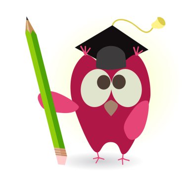 Owl and pencil clipart