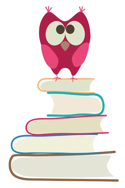 Милі сови і книги — стоковий вектор