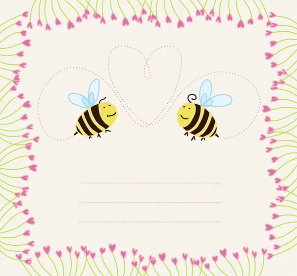 在爱中的蜜蜂 — 图库矢量图片