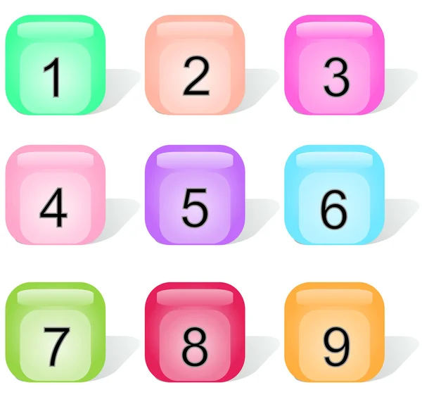 Conjunto de botões brilhantes com números —  Vetores de Stock