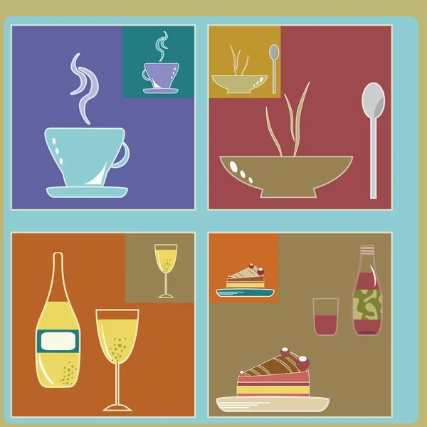 复古的食物和饮料图标 — 图库矢量图片