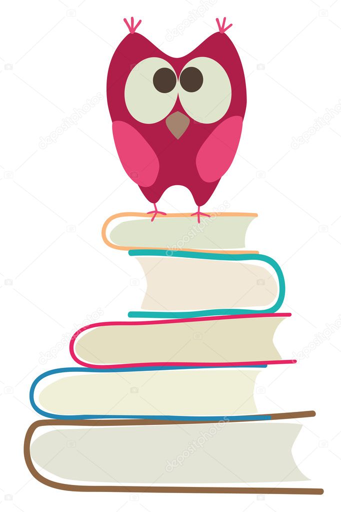 Cute owl and books