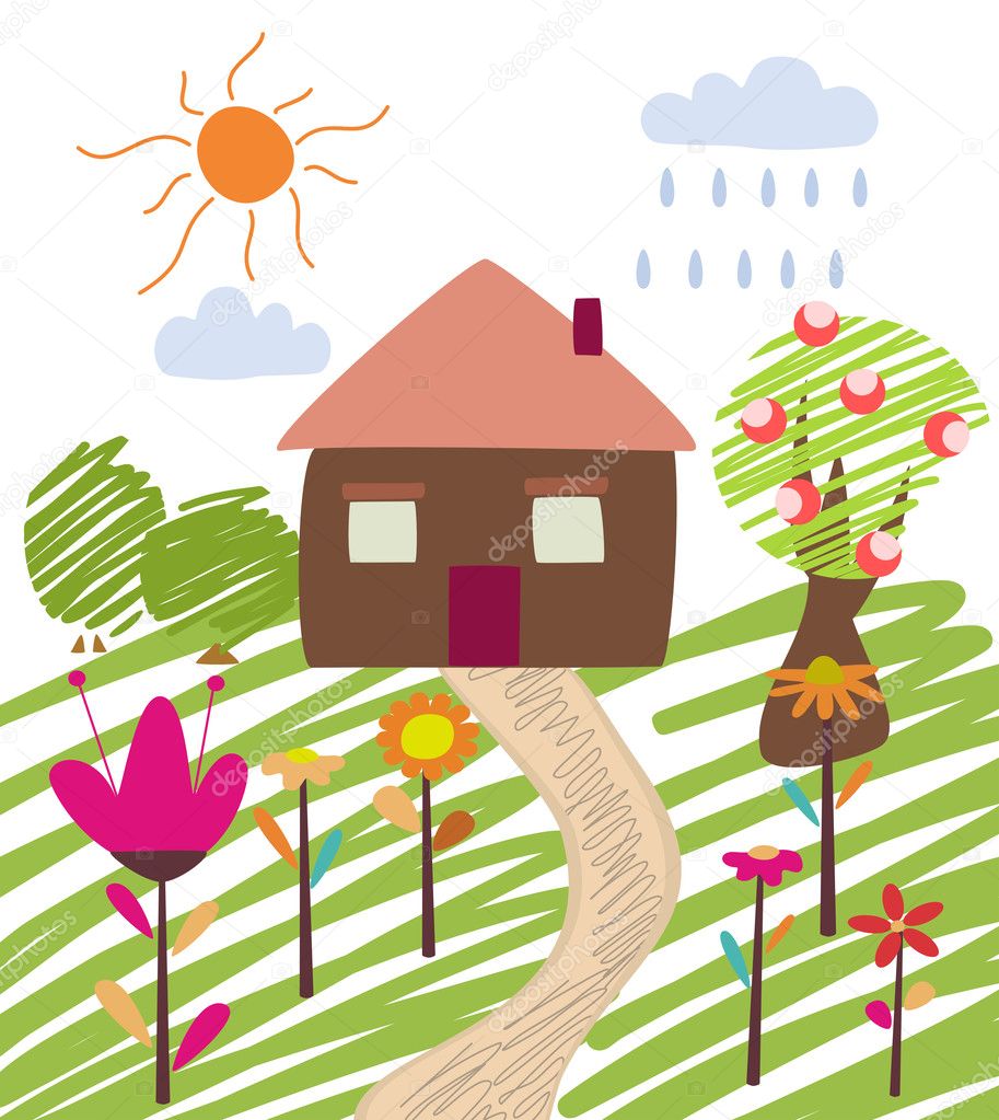 Childlike illustration of house