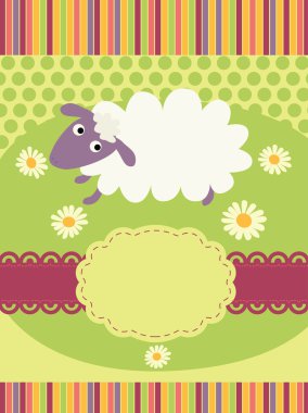 Invitation card with a cute sheep