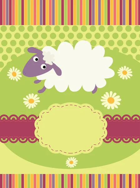 かわいい羊の招待カード — ストックベクタ