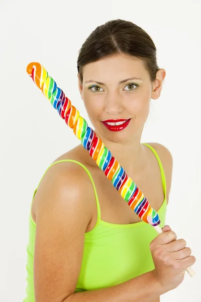 Γυναίκα με ένα lollypop — Φωτογραφία Αρχείου