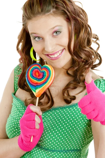 Woman with a lollypop — Stock Photo, Image