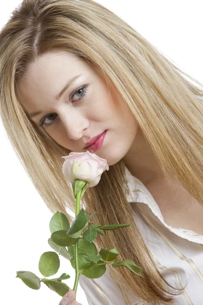 Nő rózsával — Stock Fotó