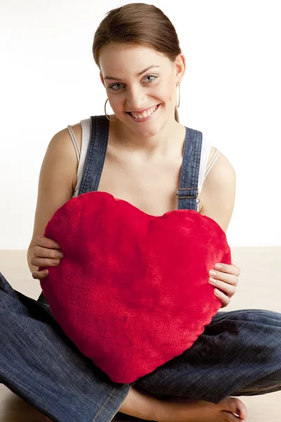 Žena se srdcem — Stock fotografie