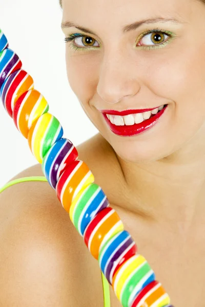 Kobieta z lollypop — Zdjęcie stockowe