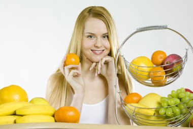 Woman with fruit clipart