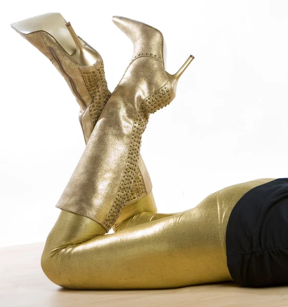 Goldene Stiefel — Stockfoto