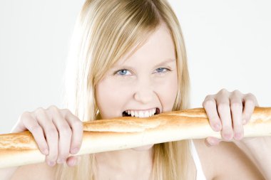 Woman with baguette clipart