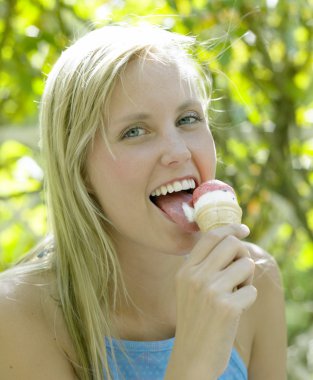 Woman with ice cream clipart