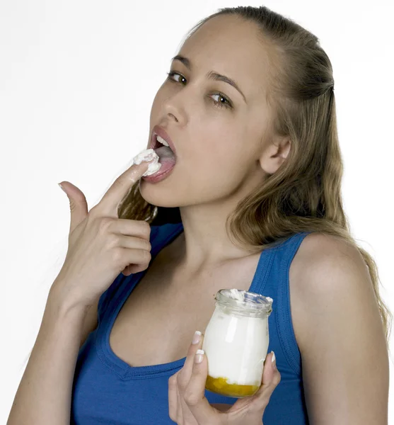 Eating woman — Stock Photo, Image