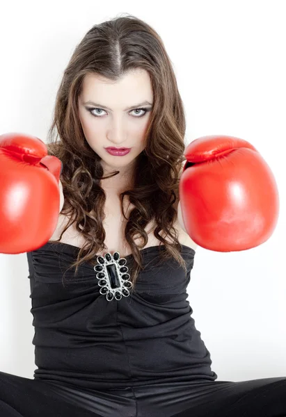 Woman with boxing gloves — Stock Photo, Image
