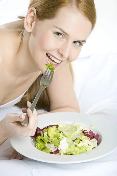 Eating woman — Stock Photo, Image