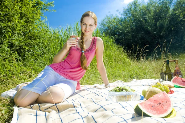 Woman at a picnic — Stock Photo, Image