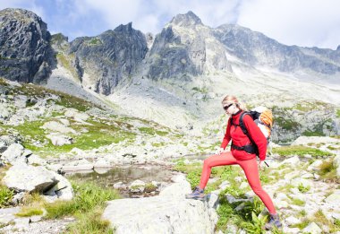 Woman backpacker in High Tatras clipart