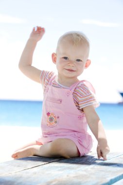 niño en la playa, barbados, Caribe