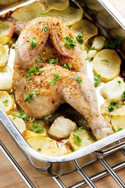Κοτόπουλο ψητό με πατάτες — Stock fotografie