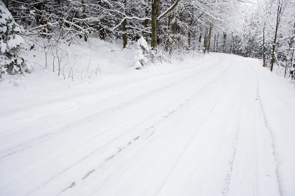 Снежная дорога, Чехия — стоковое фото