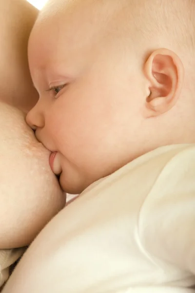 Bebê durante a amamentação — Fotografia de Stock