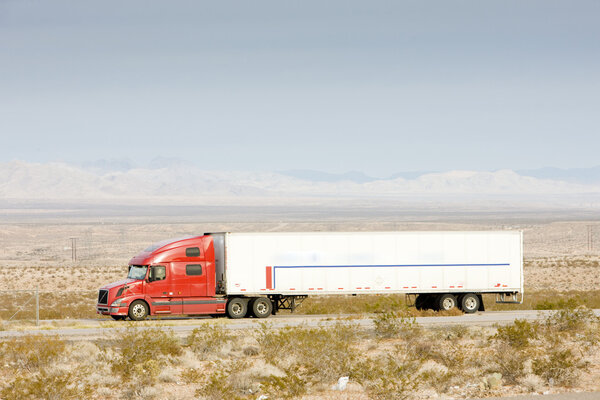 Camion on road, Nevada, USA