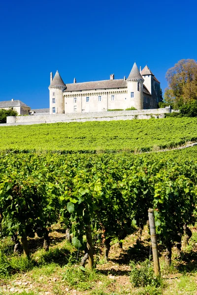 Chateau de Rully med vingårdar, Bourgogne, Frankrike — Stockfoto