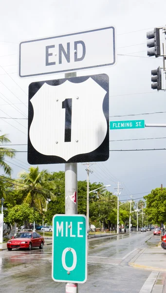 Ende der Straße Nummer 1, Schlüssel Westen, Florida, USA — Stockfoto