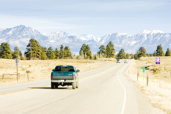 Road transport, Rocky Mountains, Colorado, USA — Stock Photo, Image