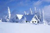 chata v zimě, Orlické hory, Česká republika