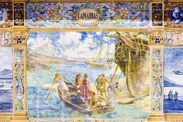 Картина из плитки, площадь Испании (Plaza de Espana), Севилья, Андалу — стоковое фото