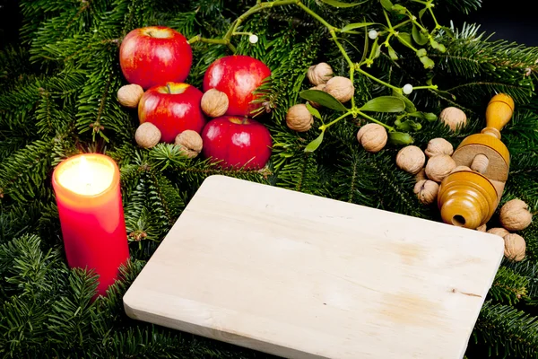 Χριστούγεννα νεκρή φύση με ένα κερί — Φωτογραφία Αρχείου