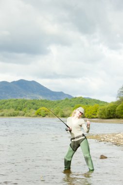 Fishing woman clipart
