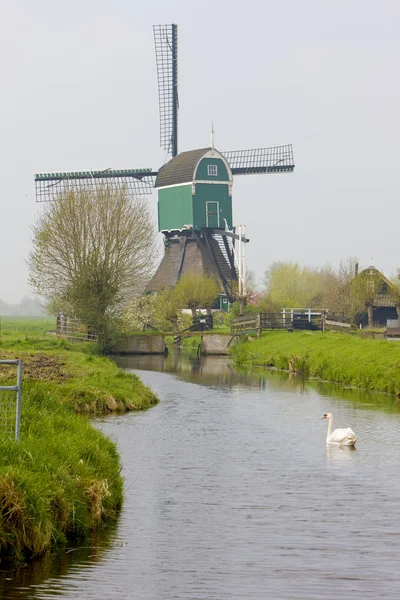 Větrný mlýn u vlist, Nizozemsko — Stock fotografie