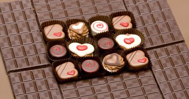 Chocolate bars with chocolate candies clipart