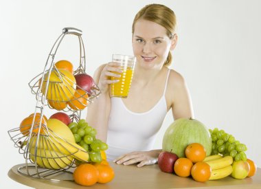 Woman during breakfast clipart