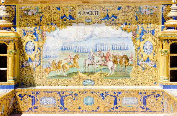 Pintura de azulejos, Plaza de España en Sevilla — Foto de Stock