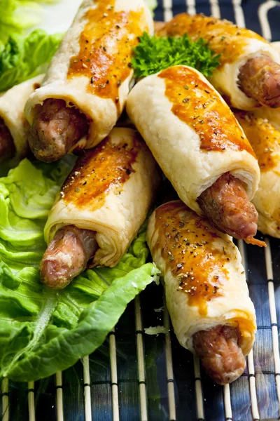 Sausages in dough — Stock Photo, Image