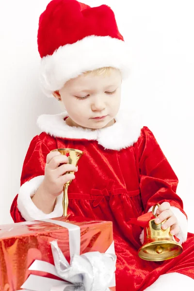 Kleines Mädchen als Weihnachtsmann — Stockfoto