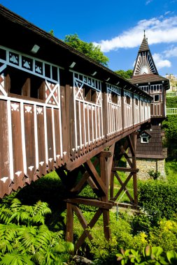 Covered wooden bridge clipart