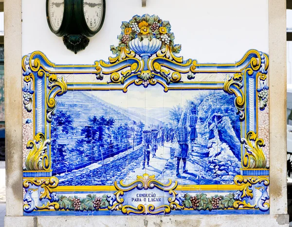 Azulejos en la estación de tren de Pinhao — Foto de Stock