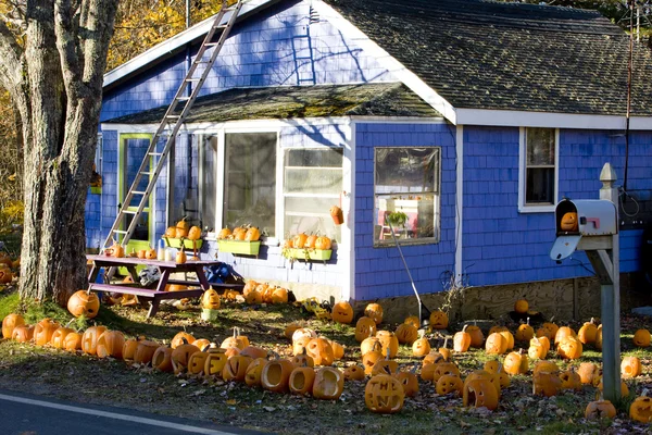 Urządzony dom na halloween, maine, Stany Zjednoczone Ameryki — Zdjęcie stockowe